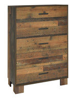 Sidney 5-Pc Rustic Pine Wood King Panel Bedroom Set