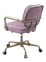 Siecross Pink Top Grain Leather Swivel Office Chair