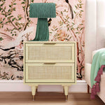 Sierra Buttermilk Wood/Rattan 2-Drawer Nightstand