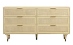 Sierra Buttermilk Wood/Rattan 6-Drawer Dresser