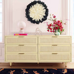 Sierra Buttermilk Wood/Rattan 6-Drawer Dresser