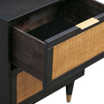 Sierra Noir Wood/Brown Rattan 2-Drawer Nightstand