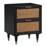 Sierra Noir Wood/Brown Rattan 2-Drawer Nightstand