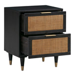 Sierra Noir Wood/Brown Rattan 2-Drawer Nightstand