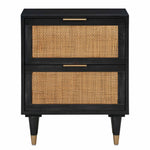 Sierra Noir Wood/Brown Rattan 2-Drawer Nightstand