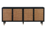 Sierra Noir Wood/Brown Rattan 4-Door Sideboard