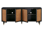 Sierra Noir Wood/Brown Rattan 4-Door Sideboard