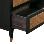 Sierra Noir Wood/Brown Rattan 6-Drawer Dresser