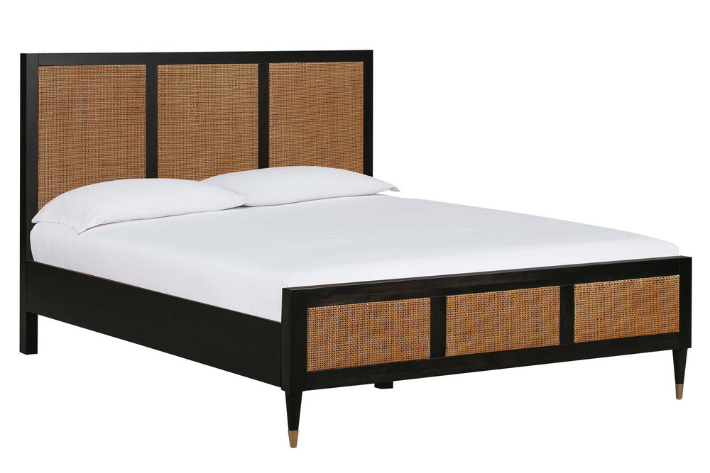 Sierra Noir Wood/Brown Rattan King Platform Bed