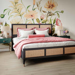 Sierra Noir Wood/Brown Rattan Queen Platform Bed