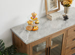 Aleeda Natural Marble/Brown Wood Dining Server