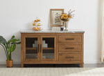 Aleeda Natural Marble/Brown Wood Dining Server