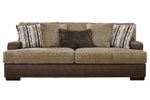 Alesbury Brown Fabric/Chocolate Faux Leather 2-Seat Sofa (Oversized)