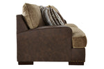 Alesbury Brown Fabric/Chocolate Faux Leather 2-Seat Sofa (Oversized)