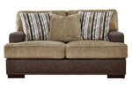 Alesbury Brown Fabric/Chocolate Faux Leather Loveseat