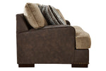 Alesbury Brown Fabric/Chocolate Faux Leather Loveseat