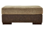 Alesbury Brown Fabric/Chocolate Faux Leather Ottoman