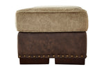 Alesbury Brown Fabric/Chocolate Faux Leather Ottoman