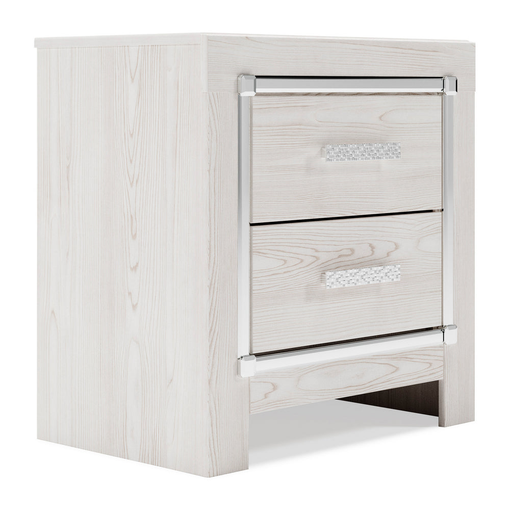 Altyra White Wood 2-Drawer Nightstand