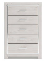 Altyra White Wood 5-Drawer Chest