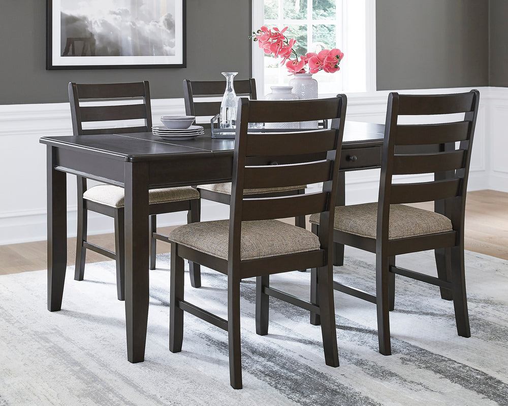 Ambenrock 5-Pc Almost Black Wood Dining Table Set