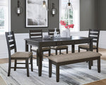 Ambenrock 6-Pc Almost Black Wood Dining Table Set