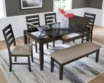 Ambenrock 6-Pc Almost Black Wood Dining Table Set