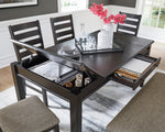 Ambenrock Almost Black Wood Storage Dining Table