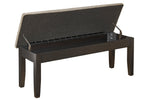 Ambenrock Light Brown Fabric/Black Wood Dining Storage Bench