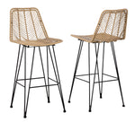 Angentree 2 Natural Resin Fiber/Black Steel Bar Stools