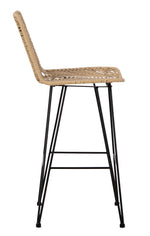 Angentree 2 Natural Resin Fiber/Black Steel Bar Stools