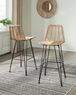 Angentree 2 Natural Resin Fiber/Black Steel Bar Stools