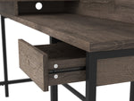 Arlenbry Gray Wood/Black Metal L-Desk