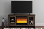 Arlenbry Gray Wood LG TV Stand with Fireplace Insert