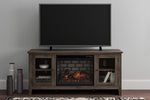 Arlenbry Gray Wood LG TV Stand with Infrared Fireplace Insert