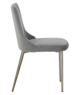 Barchoni 2 Gray Velvet/Gold Metal Side Chairs