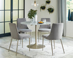 Barchoni 2 Gray Velvet/Gold Metal Side Chairs