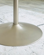 Barchoni White Marble Print Glass/Gold Metal Dining Table