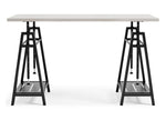 Bayflynn Whitewash Wood/Gunmetal Metal Adjustable Height Desk