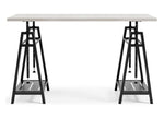 Bayflynn Whitewash Wood/Gunmetal Metal Adjustable Height Desk