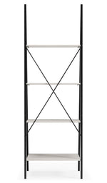 Bayflynn Whitewash Wood/Gunmetal Metal 4-Shelf Bookcase