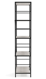 Bayflynn Whitewash Wood/Gunmetal Metal 5-Shelf Bookcase