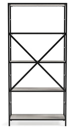 Bayflynn Whitewash Wood/Gunmetal Metal 5-Shelf Bookcase