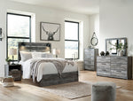 Baystorm Gray Wood Queen Panel Bed with Sconces