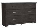 Belachime Black Wood 6-Drawer Dresser