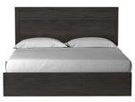 Belachime Black Wood King Panel Bed