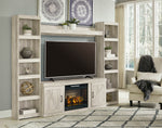 Bellaby Whitewash Wood Entertainment Center with Infrared Fireplace Insert