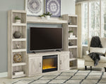 Bellaby Whitewash Wood Entertainment Center Fireplace Insert