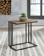 Bellwick Natural Wood/Black Metal Chairside End Table