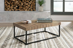 Bellwick Natural Wood/Black Metal Coffee Table